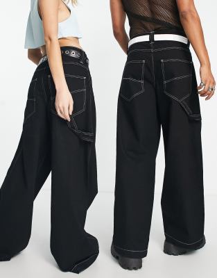 COLLUSION straight leg pants skirt in black