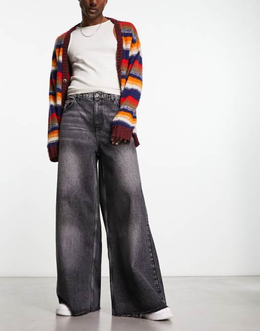 COLLUSION x019 - Baggy jeans met wijde pijpen in zwart met wassing