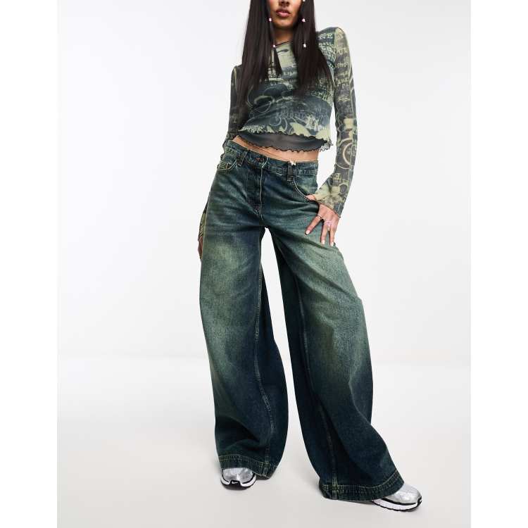 COLLUSION x023 ultra baggy jeans | in ASOS cast wash green