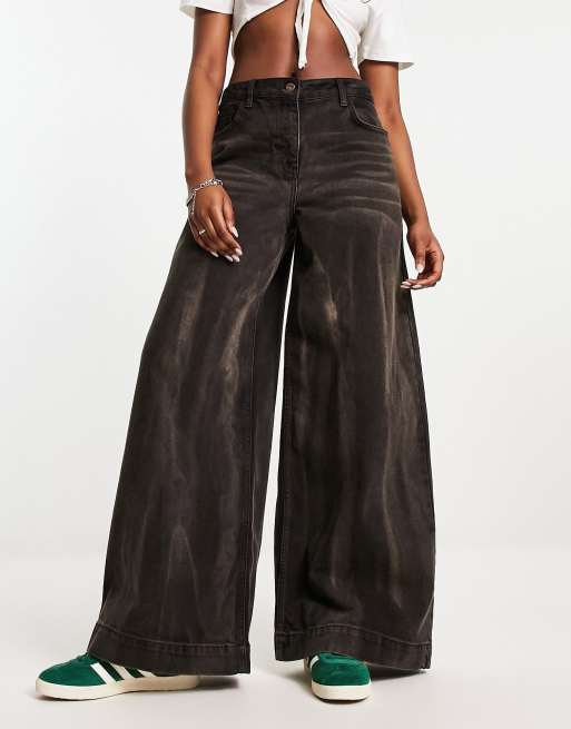 Baggy jeans with underwear detail - Women