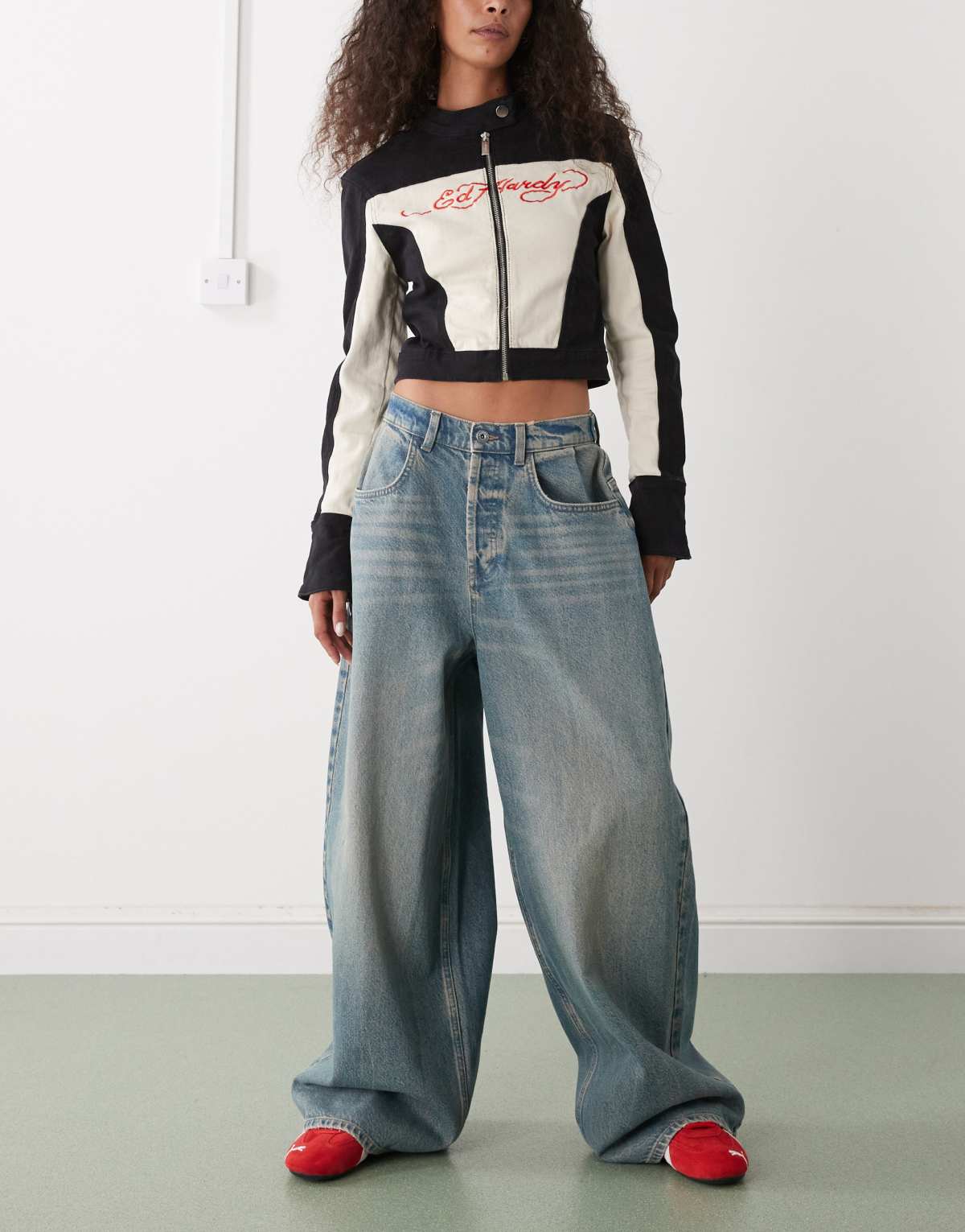 COLLUSION XL baggy adjustable low rise jean in dirty blue