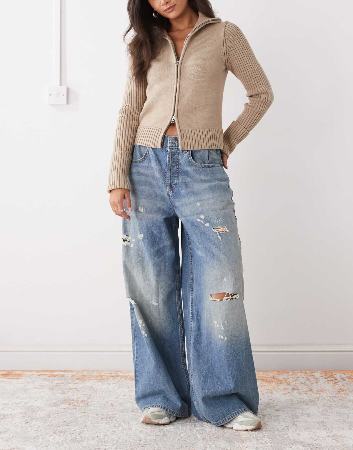 COLLUSION XL baggy adjustable low rise jean in worn wash