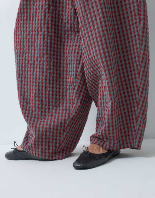 COLLUSION XL baggy balloon pant in red & grey check, 4 of 5