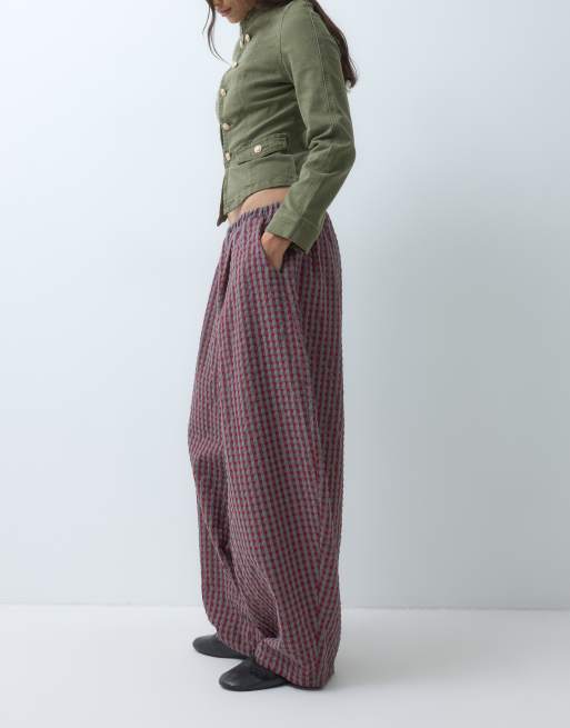 COLLUSION XL baggy balloon trouser in red & grey check, 2 of 5