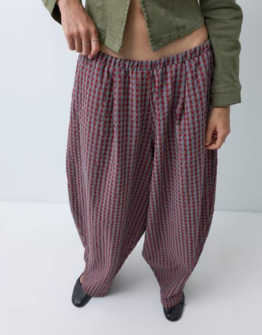 COLLUSION XL baggy balloon trouser in red & grey check, 3 of 5