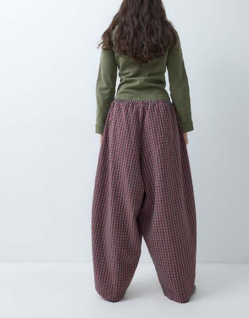 COLLUSION XL baggy balloon trouser in red & grey check, 5 of 5