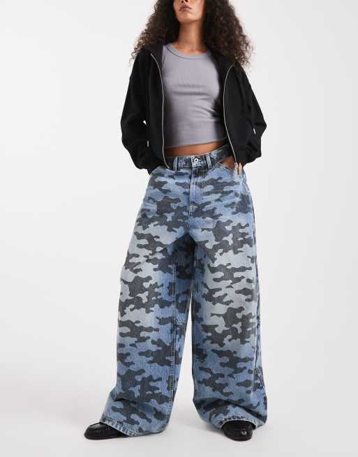 COLLUSION xl baggy jean in laser print camo