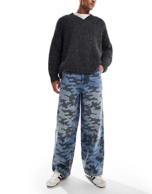 COLLUSION xl baggy jean in laser print camo