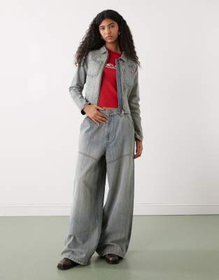 COLLUSION XL baggy jeans with seam details in light wash