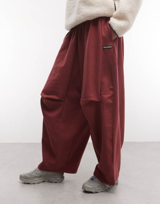 COLLUSION xl baggy jogger in burgundy co-ord, 2 of 5