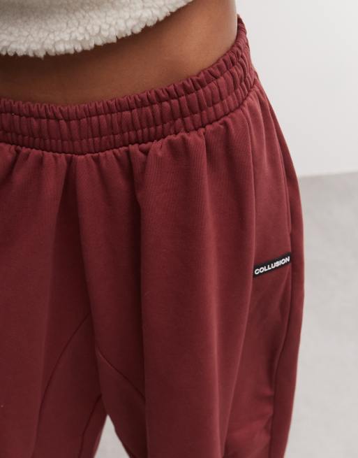 COLLUSION xl baggy jogger in burgundy co-ord, 3 of 5