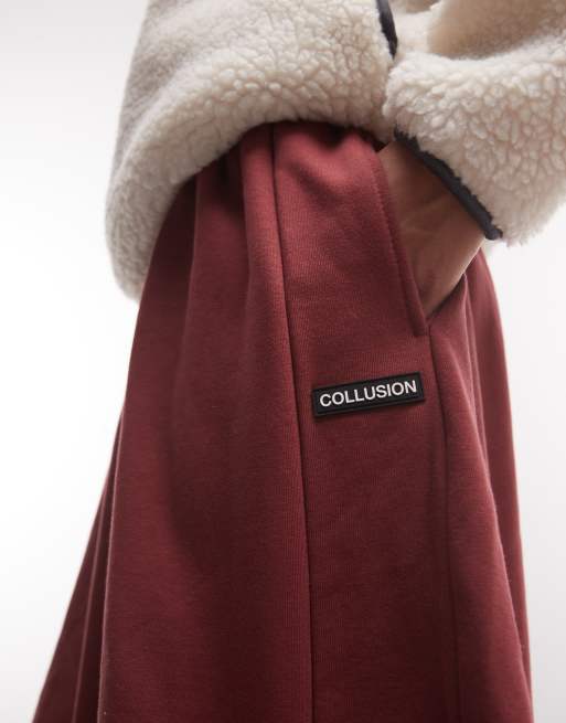 COLLUSION xl baggy jogger in burgundy co-ord, 5 of 5