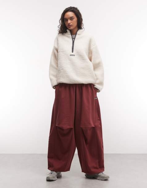 COLLUSION xl baggy jogger in burgundy set - view 1