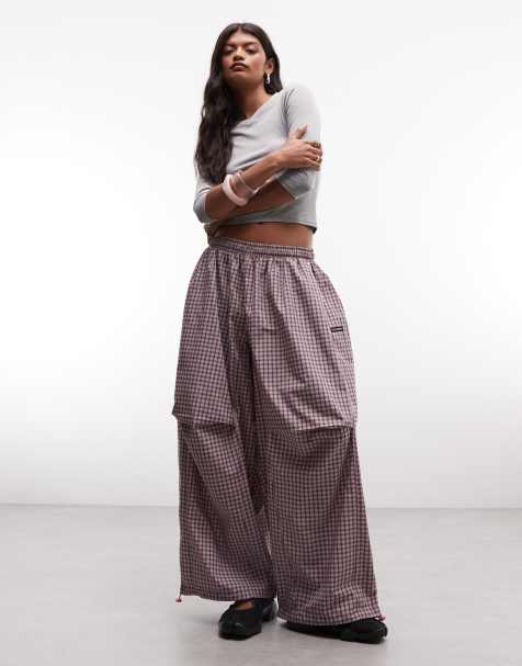COLLUSION xl baggy jogger in roze ruit - view 1