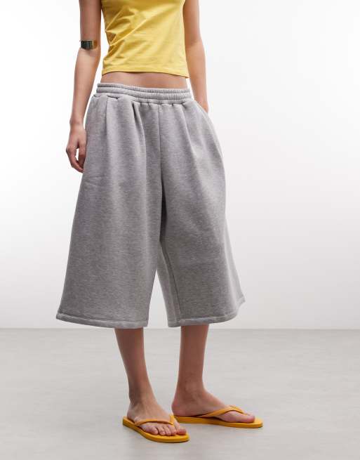 COLLUSION XL baggy longline jogger short in grey marl, 2 of 5