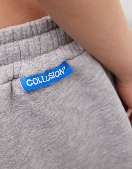 COLLUSION XL baggy longline jogger short in grey marl, 4 of 5