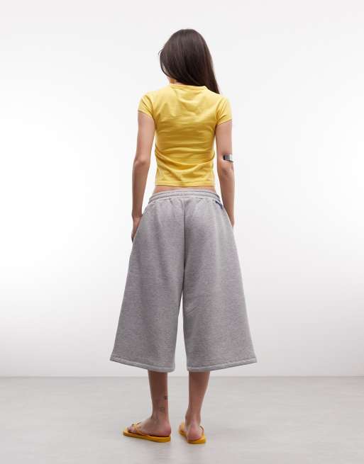 COLLUSION XL baggy longline jogger short in grey marl, 5 of 5