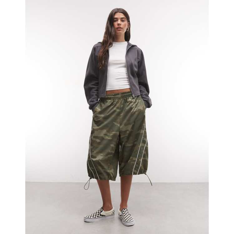 COLLUSION XL baggy longline nylon short in camo | ASOS