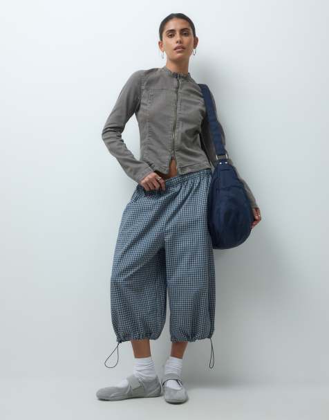COLLUSION XL baggy longline nylon short in check - view 1
