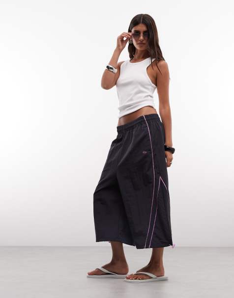 COLLUSION XL baggy longline nylon shorts in navy - view 1