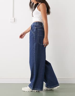 Collusion Xl Baggy Low Rise Jeans With Hardware In Blue
