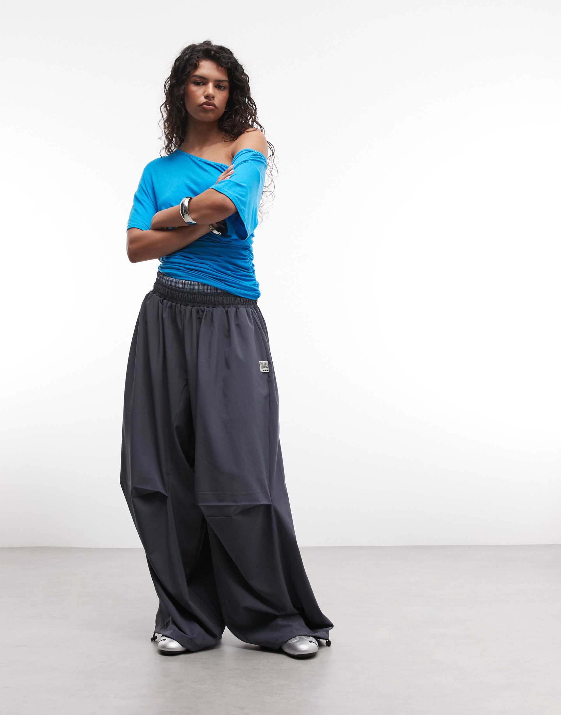 collusion xl baggy nylon boxer shorts sweatpants