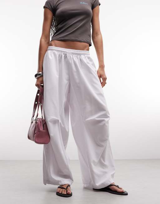 COLLUSION - XL baggy nylon joggingbroek in wit, 2 van 5