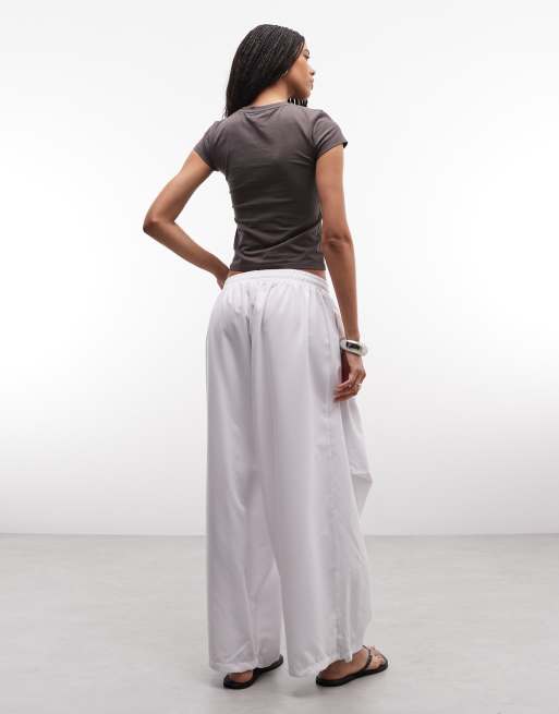 COLLUSION - XL baggy nylon joggingbroek in wit, 5 van 5