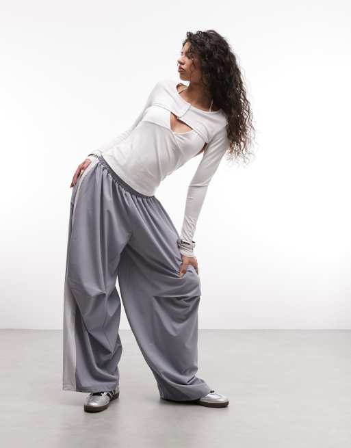 COLLUSION XL baggy nylon sports jogger in baby blue, 5 of 5
