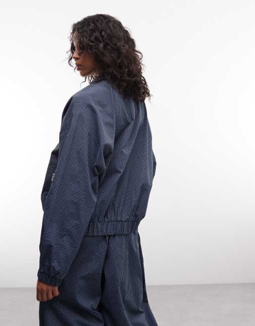COLLUSION XL baggy nylon track jacket in check co-ord, 4 of 4