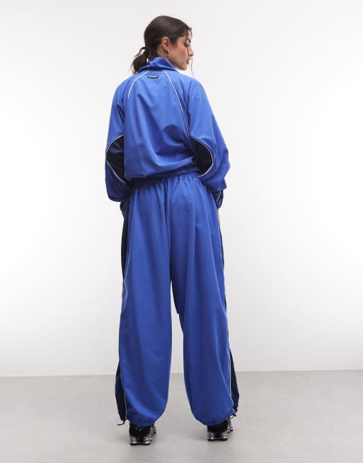 COLLUSION xl baggy panel nylon sweatpants in blue & navy, 2 of 5