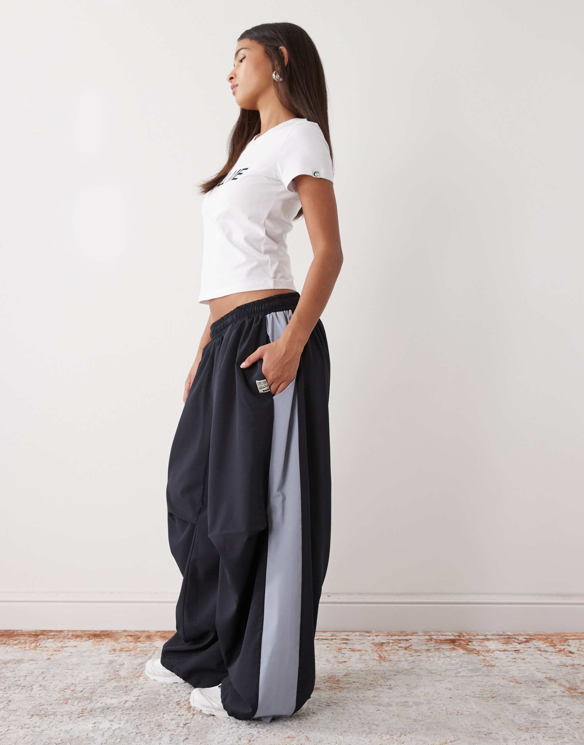 collusion xl baggy paneled nylon sweatpants