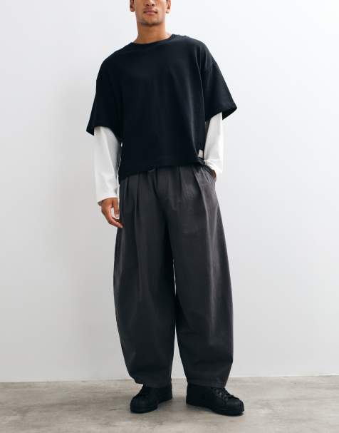 COLLUSION XL baggy pull on cargo trouser in charcoal - view 1