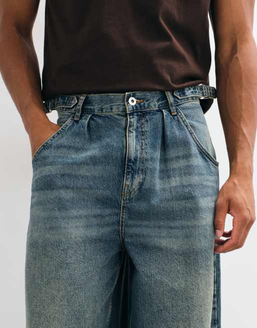 COLLUSION XL baggy skatejeans i mellanljus tvätt blå, 4 av 5