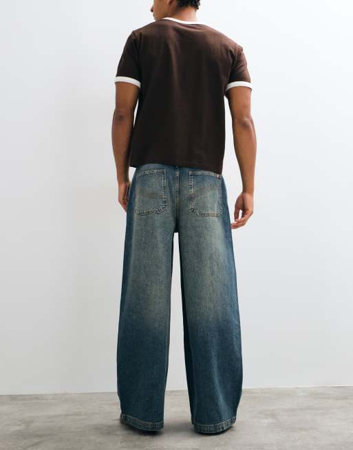 COLLUSION XL baggy skatejeans in mid-wash blauw, 3 van 5