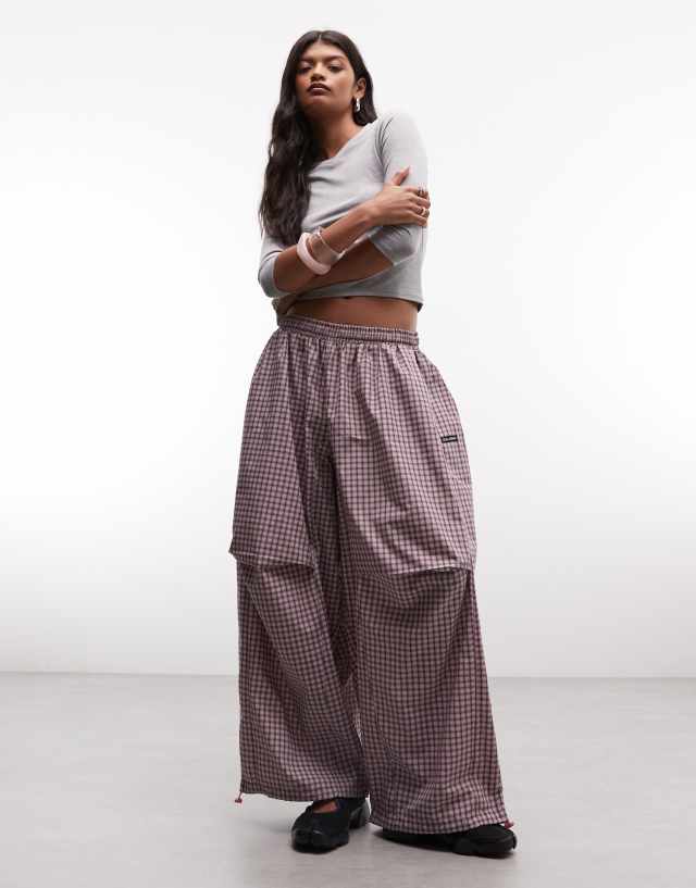 COLLUSION xl baggy sweatpants in pink plaid | ASOS