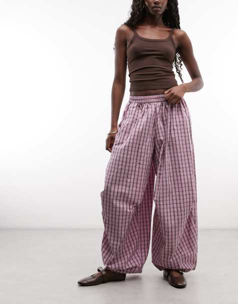 COLLUSION XL baggy trouser in pink check - view 1
