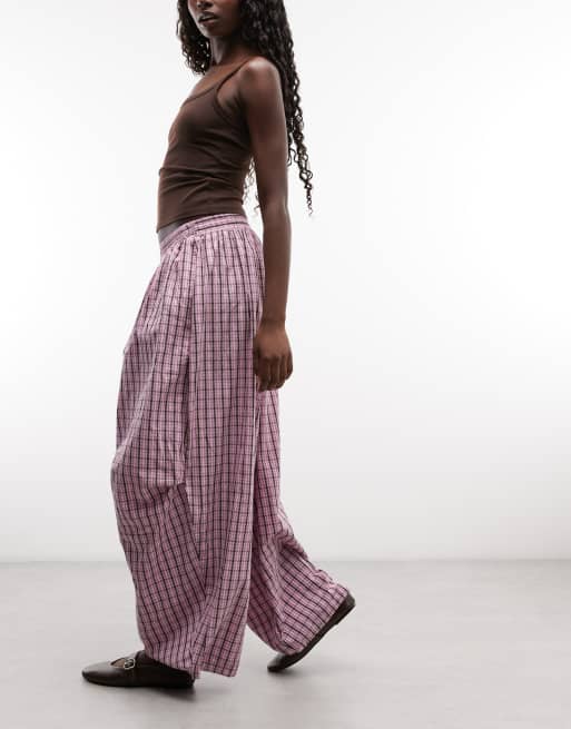 COLLUSION XL baggy trouser in pink check, 2 of 5