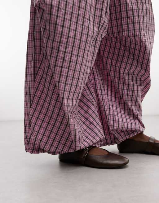 COLLUSION XL baggy trouser in pink check, 4 of 5