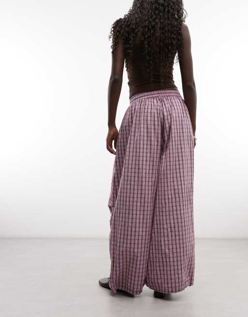 COLLUSION XL baggy trouser in pink check, 5 of 5
