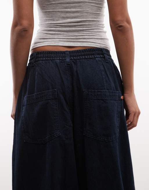 COLLUSION XL ballon-jeans med elastisk talje i mørkeblå vask, 5 af 5