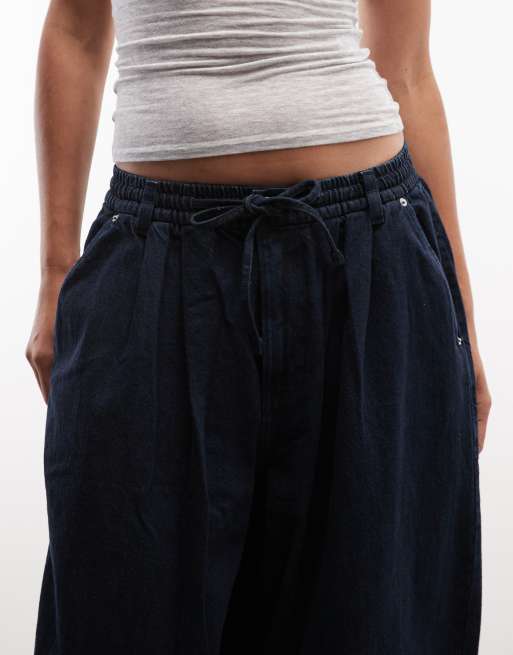 COLLUSION XL Ballon-Jeans zum Reinschlüpfen in dunkler blauer Waschung, 4 von 5