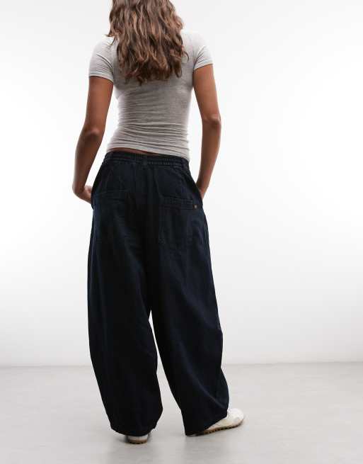 COLLUSION XL ballonjeans met instap in donkerblauwe wassing, 3 van 5