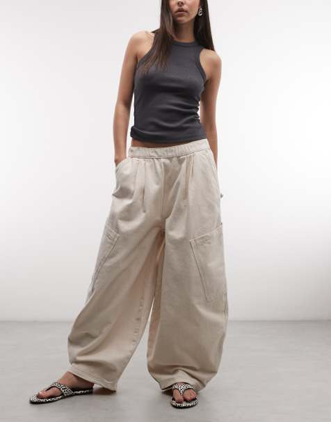 COLLUSION XL balloon cargo pants in off white - view 1