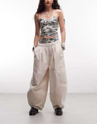Collusion Xl Balloon Cargo Pants In White