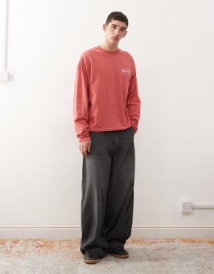 Collusion COLLUSION XL balloon jean in black wash with red contrast stitch