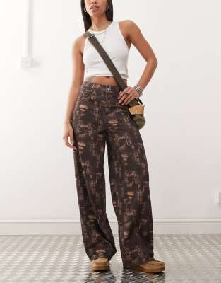 Collusion Xl Balloon Jean In Brushed Print-brown
