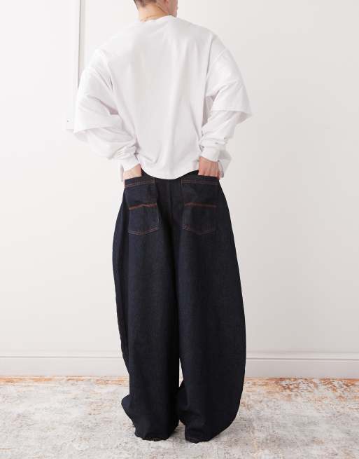 COLLUSION XL balloon jean with asymmetric stich in rinse wash, 2 of 5