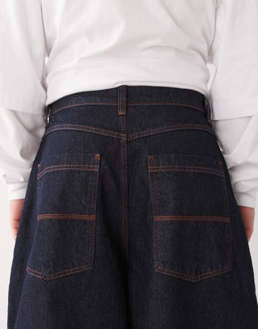 COLLUSION XL balloon jean with asymmetric stich in rinse wash, 3 of 5