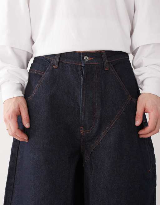 COLLUSION XL balloon jean with asymmetric stich in rinse wash, 5 of 5